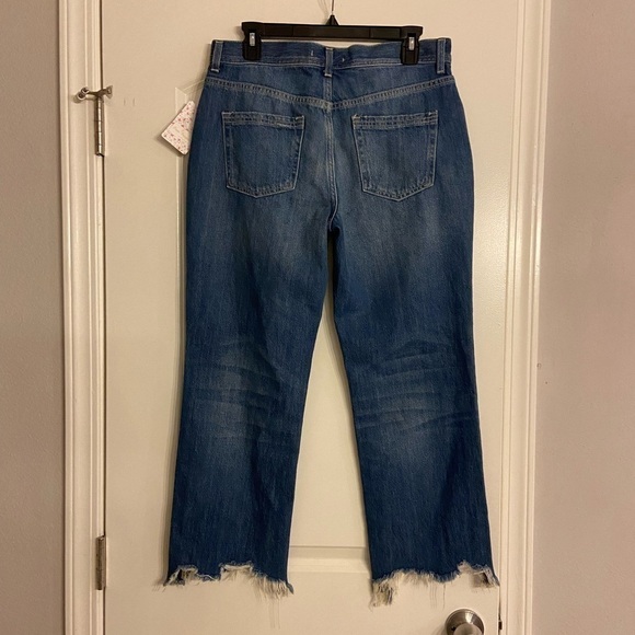 Free people mid-Rise straight-Leg jeans distressed raw-Hem button-Fly sz… - Picture 2 of 3